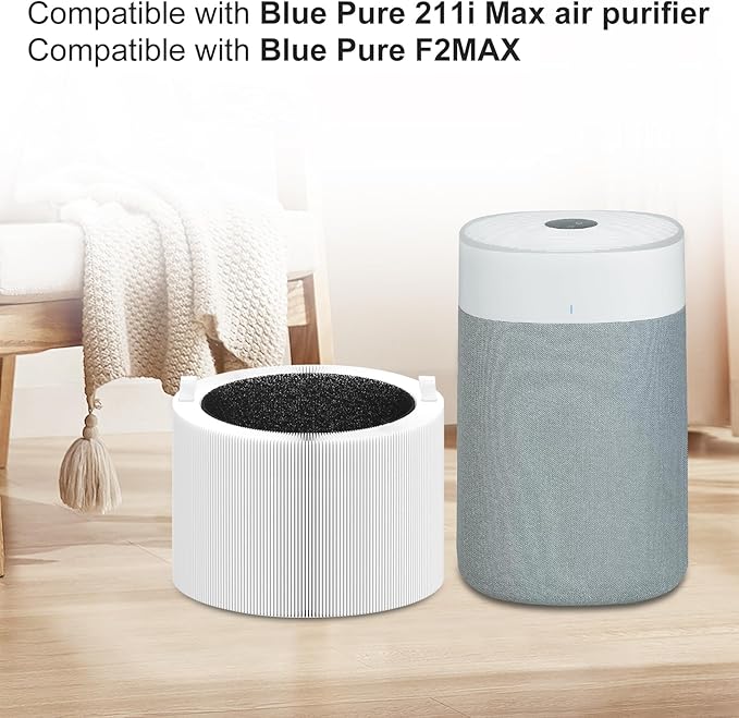 Blue Pure 211i Max Replacement Filter Compatible with Pure 211i Max Air Purifier. F2MAX, 3-in-1 H13 Ture and High-Efficiency Activated Carbon Filters, 2 Pack.
