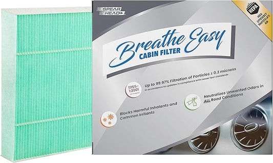 Spearhead HEPA Breathe Easy Cabin Filter, Up to 99.97% Filtration of 0.3 Micron Particles w/No Airflow Reduction (BE-182H)