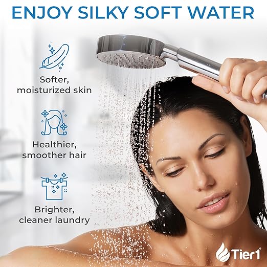 Tier1 Whole House Water Softener System Compact 32,000 Grain High Efficiency with Sediment Pre-Filter | Pre-Filled Mineral Tank with 1 Cubic Foot of Cation Resin | Home Water Filtration System