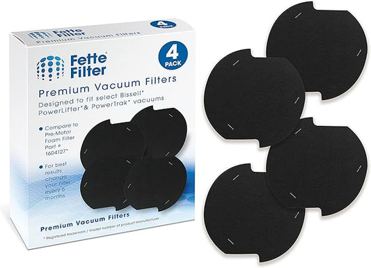 Fette Filter - Pre-Motor Filter Compatible with Bissell PowerLifter & PowerTrak Pet Vacuums 1790 1793 17931 17939 1793R 1307 1309 1309R 1309W Compare to Part # 1604127 160-4127 (Pack of 4)