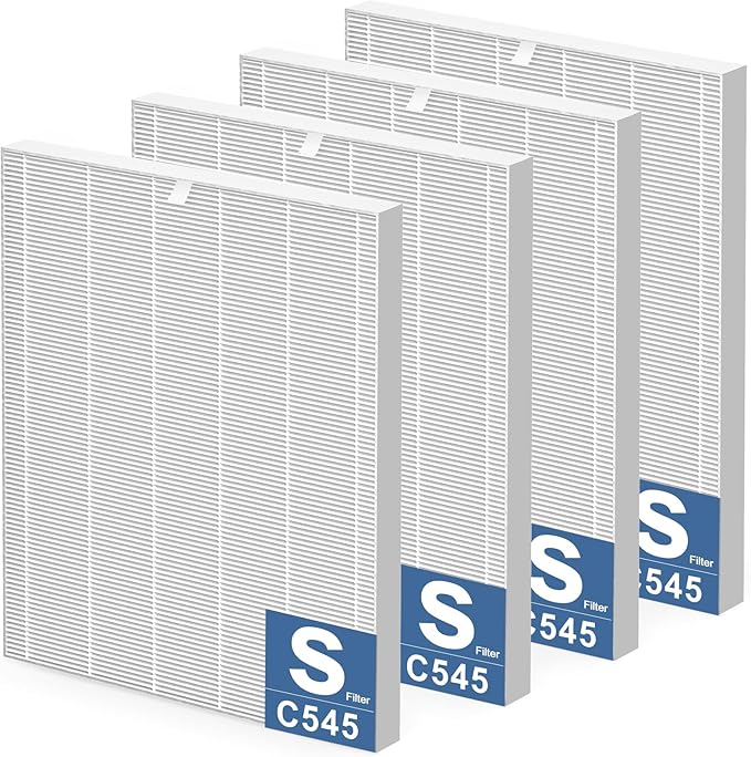 4 Pack C545 HEPA Replacement Filter S Compatible with Winix C545 Air Purifier, Replaces Part 1712-0096-00 and 2522-0058-00, HEPA Filter Only