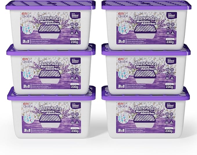 W&E Choice Moisture Absorbers With Lavender Scent, Portable Dehumidifier for Closet&Bathrooms, Kitchen, Humidity Absorber Odor Eliminator Absorber