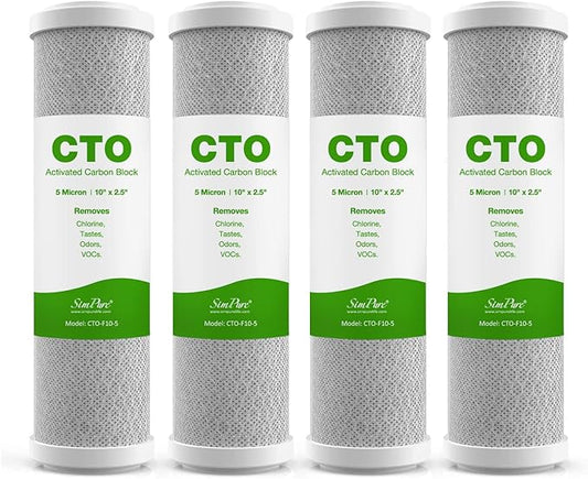 SimPure 5 Micron 10" x 2.5" Whole House Carbon Sediment Water Filter Cartridge Replacement for Home Under-Sink & Countertop Filtration System