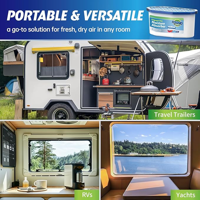 Moisture Absorbers, 12 Pack, Compact Dehumidifier for Closet, Efficient Humidity Absorber Boxes, Moisture Absorber for Closet, Odor Eliminator with Ocean Fragrance, Navy Blue, 6.4oz, 300ml