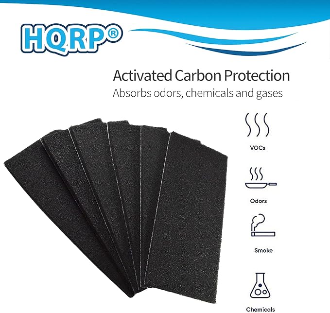HQRP 6-Pack Full Size Activated Carbon Filters compatible with Hamilton Beach 04383, 04384, 04386 True Air Room Odor Eliminator