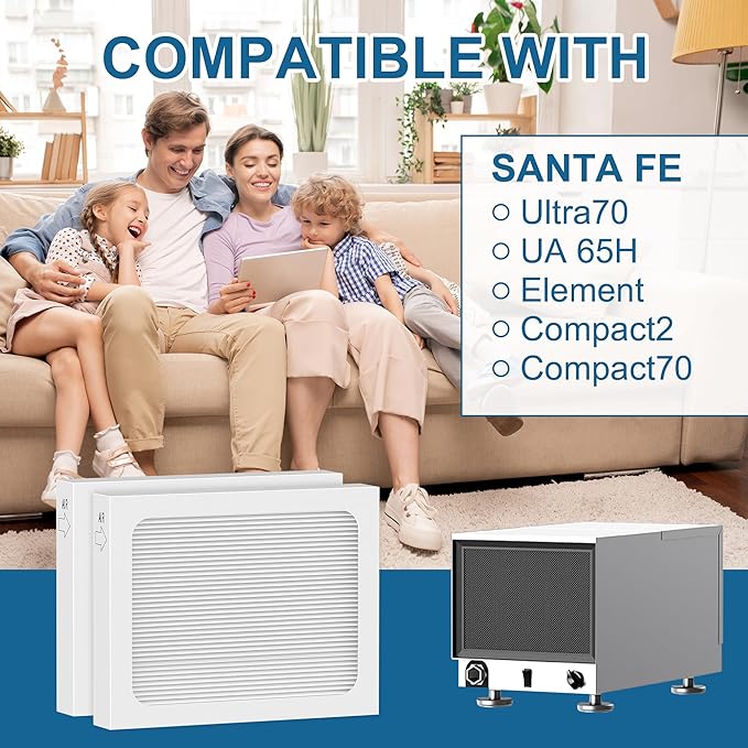 9 x 11 x 1 Air Filter for Santa Fe Compact70 Dehumidifier Ultra70 Element Compact2 UA 65H, 2 Pack