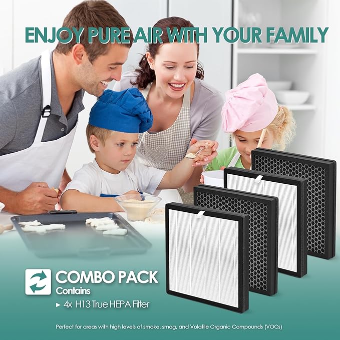 4-Pack G3 H13 HEPA Filter Replacement Compatible with AMEIFU Air Purifier Replacement Filter for AMEIFU Air Purifier G3 Sferf-30 FXAP2W and Vewior Air Purifier Filter Replacement A3, Tailulu HQZZ-260