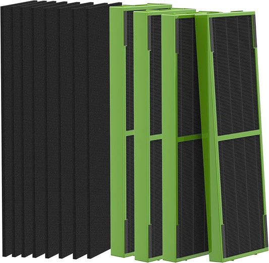 4 Pack FLT4825VO Toxin Clean True HEPA Replacement Filter B Compatible with AC4825 AC4825E AC4825W AC4300 AC4800 AC4900 AC4850 Air Cleaner Purifier with 8 Activated Carbon Pre-Filters