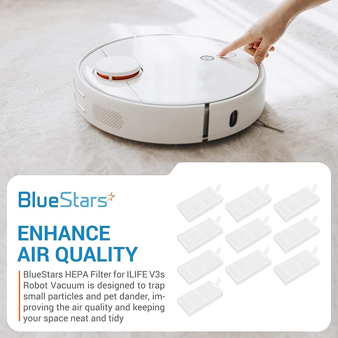 BlueStars 10pcs HEPA Filters Replacement for ILIFE V3s V3s pro V5 V5s V5s Pro V5s Pro 2 V5s Plus Noisz S5 Robotic Vacuum Cleaner - Filters ILIFE Robot Vacuum Filter