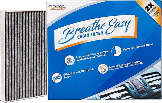 Spearhead Odor Defense Breathe Easy AC & Heater Cabin Filter | Fits 2015-19 Sonata Non-Hybrid, 2017-19 Cadenza Like OEM | Up to 25% Longer Lasting w/Activated Carbon (BE-151)