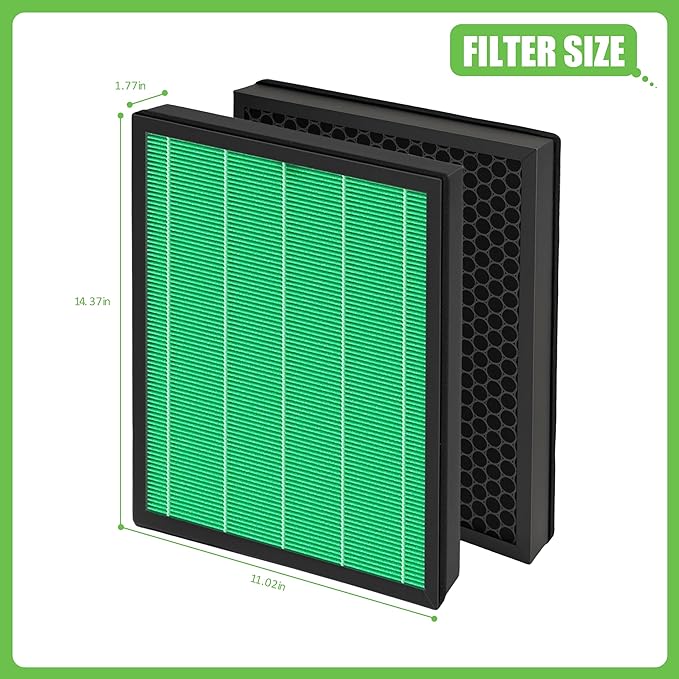 Airmega Max2 300 Filter Replacement, Compatible with Coway AIRMEGA Max2 300/300S Air Purifiers, True HEPA & Activated Carbon Filter, Part#AP-1515-FP, 1Set