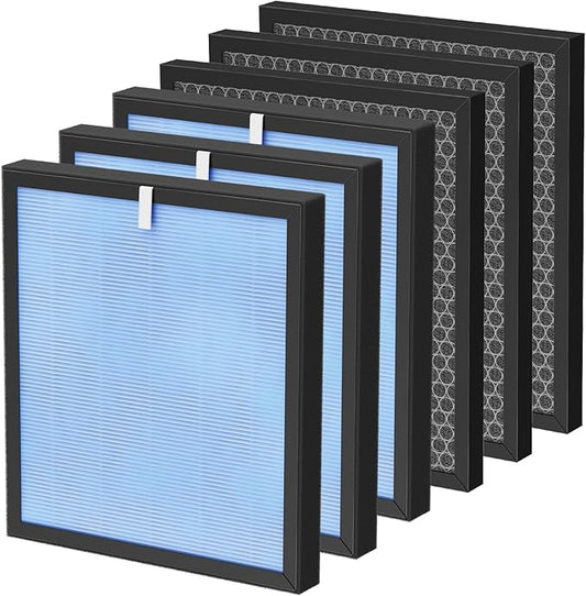 HSP001 Filter Replacement Compatible with HATHASPACE Air Purifier Filters HSP001, 4-in-2 Filtration with H13 True Hepa and Activated Carbon, 3 Pack