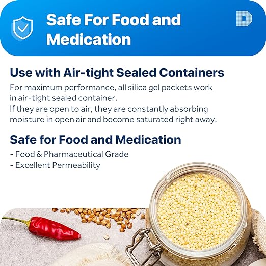 10 Gram Pack of 20 "Dry&dry" Silica Gel Packets Desiccant Dehumidifiers