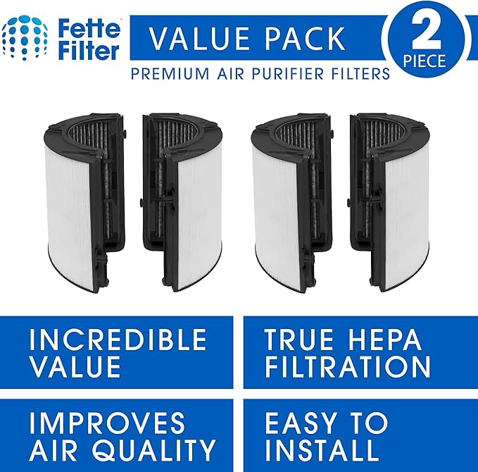 Fette Filter - 2 Premium Combi 360 Glass True Hepa Filter Compatible with Dyson Pure Air Purifier Model PH01 PH02 PH03 PH3A PH04 TP06 HP06 TP07 HP07 TP7A TP09 HP09 TP10 HP10 HP4B. 970341-01 965432-01