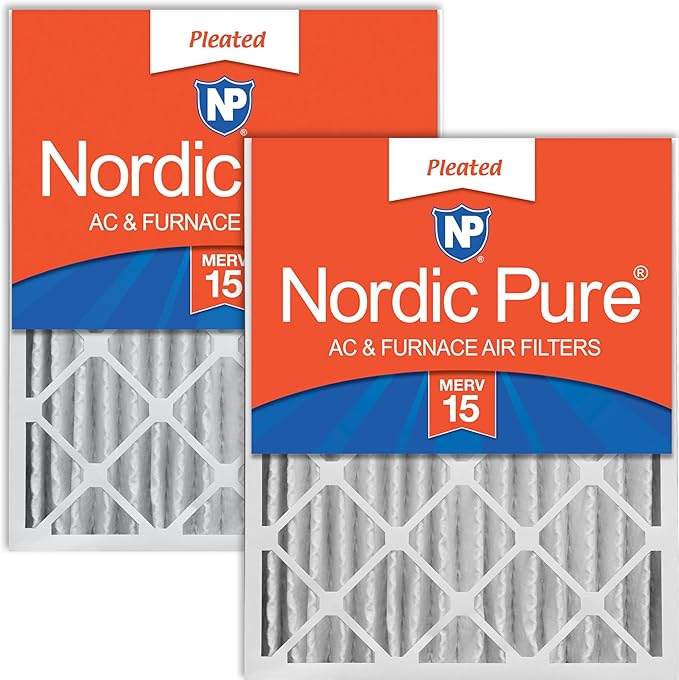 Nordic Pure 20x20x4 (19_1/2 x 19_1/2 x 3_5/8) Pleated MERV 15 Air Filters 2 Pack