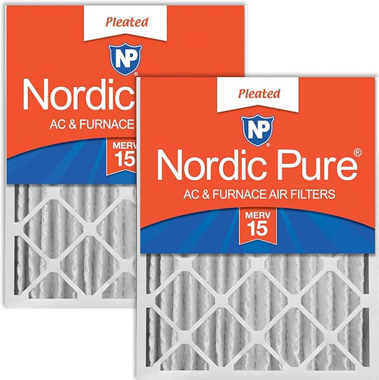 Nordic Pure 20x20x4 (19_1/2 x 19_1/2 x 3_5/8) Pleated MERV 15 Air Filters 2 Pack