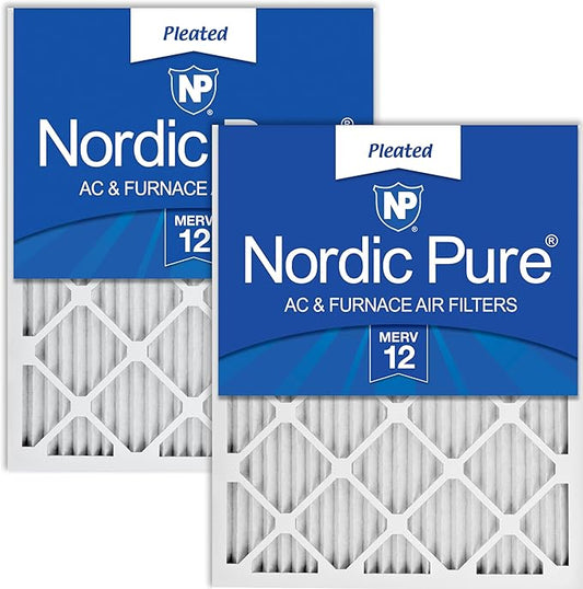 Nordic Pure 12x12x1 (11 3/4 x 11 3/4 x 3/4) Pleated MERV 12 Air Filters 2 Pack