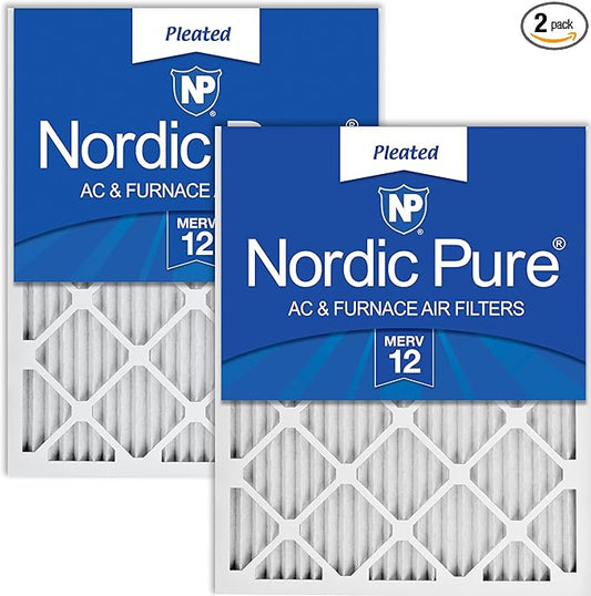 Nordic Pure 18x20x1 (17 1/2 x 19 1/2 x 3/4) Pleated MERV 12 Air Filters 2 Pack
