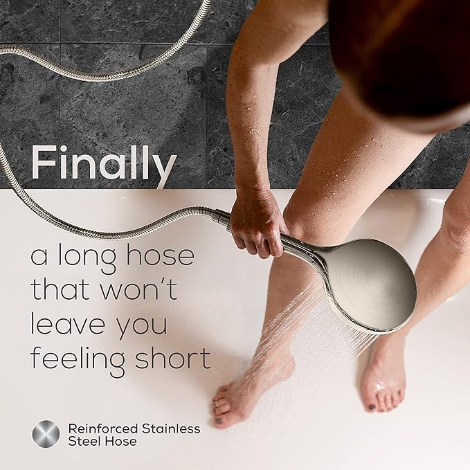 SparkPod 6-Inch High Pressure Handheld Shower Head with Hose - Elegant Brushed Nickel