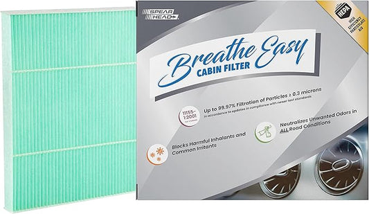 Spearhead HEPA Breathe Easy Cabin Filter, Up to 99.97% Filtration of 0.3 Micron Particles w/No Airflow Reduction (BE-728H)