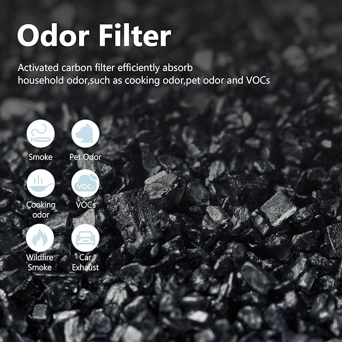 HAP603 H13 True HEPA Replacement Filter Compatible with ECOSELF HAP603 Air Cleaner Purifier, 3-in-1 Filter of HEPA and Activated Carbon Filters, 4 Packs, Blue