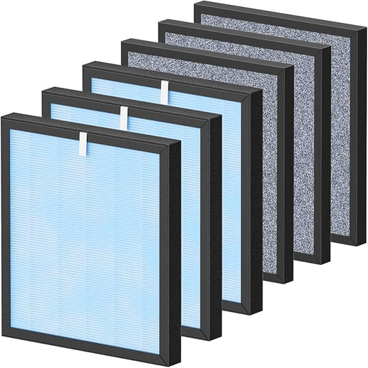 HSP001 Replacement Filter Compatible with HATHASPACE HSP001 Smart Air Purifiers, 4 Stages Filtration with HEPA and Activated Carbon Pre-Filter, 3 Pack