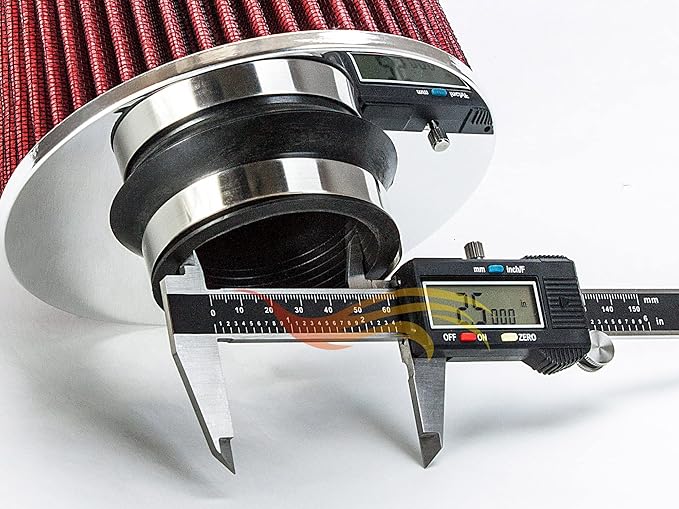 RED 2.5" 63.5 mm Inlet Cold Air Cone Replacement Quality Performance Washable Clamp-On Dry Air Filter