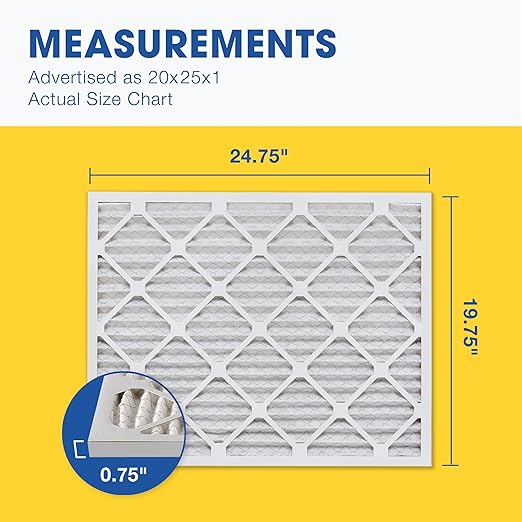 Aerostar 20x25x1 MERV 13 - 6 Count - Pleated HVAC, Furnace & Air Conditioner Filters - Removes Bacteria, Dust, Cold & Flu Germs, Lint, Mold, Pet Dander, Allergy-Causing Pollen, Smog, Smoke & Viruses