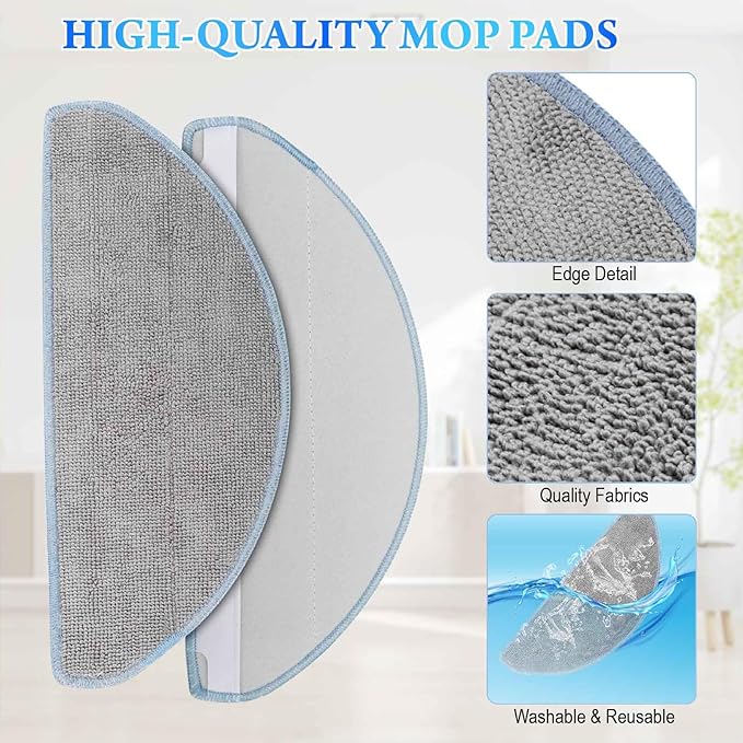 Replacement Parts Accessories for iRobot Roomba Combo Essential Vac 2 Vac 104/105 Y0110 Y0112 Y0140 Q0120 Q052 Robot Vacuum 2 Main Brush Rollers, 8 Filters, 8 Side Brushes, 6 Mop Pads