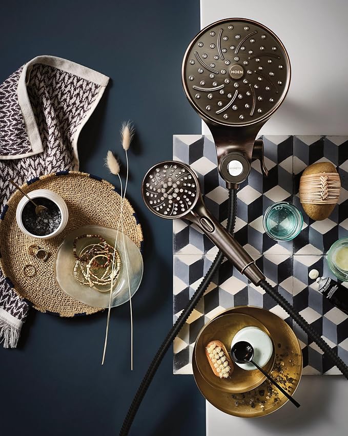 Moen Engage Magnetix Mediterranean Bronze 3.5-Inch Six-Function Detachable Handheld Showerhead with Magnetic Docking System, 26100BRB