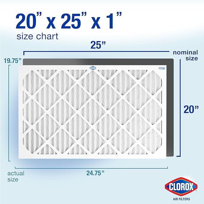 Clorox 20x25x1 Air Filter, MERV 11 Pleated HVAC AC Furnace Air Filters, MPR 1000 & FPR 7 – Pack of 4