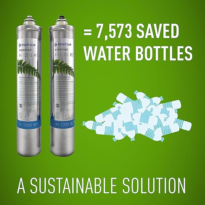 Pentair Everpure H-1200 Quick-Change Filter Cartridge Set, EV928201, NSF Certified to Reduce Lead, Replacement Pack for Everpure H-1200 Drinking Water System, 1,000 Gallon Capacity, 0.5 Micron