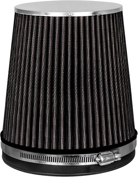 BLACK 6" 152 mm Inlet Short Truck Cold Air Cone Replacement Performance Washable Clamp-On Dry Air Filter (6" Tall)