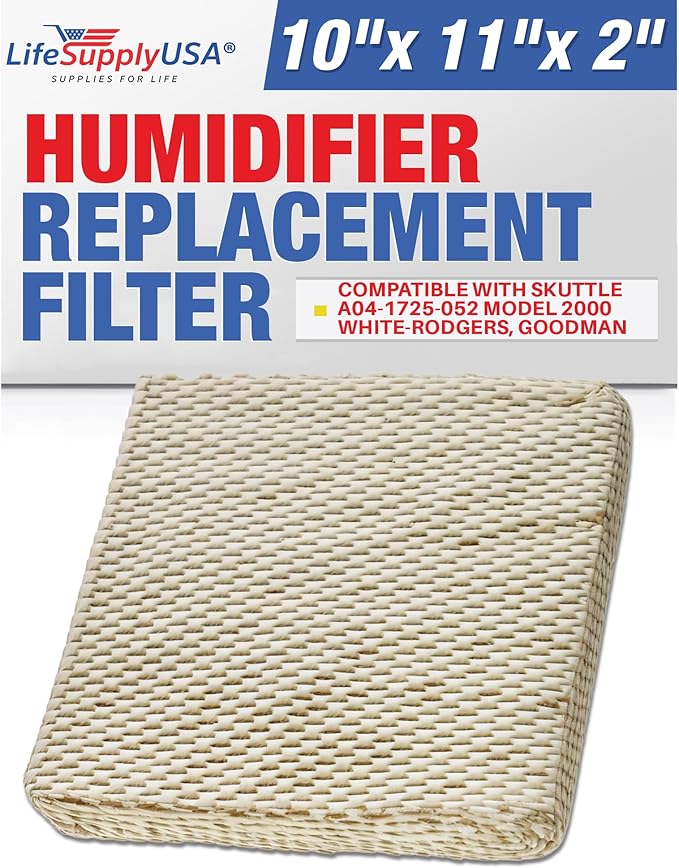 LifeSupplyUSA Humidifier Filter Replacement Evaporator Pad with Wick Compatible with Skuttle A04-1725-052 Model 2000 White-Rodgers, Goodman
