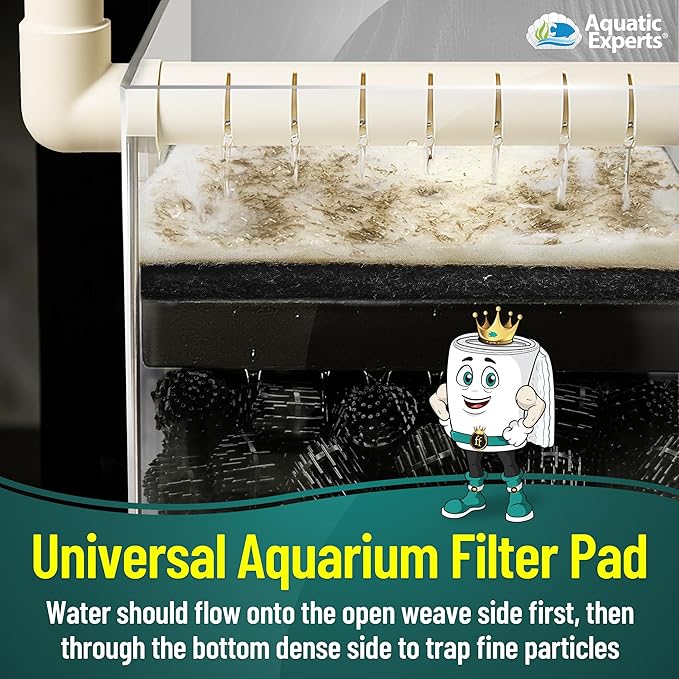 Aquatic Experts Aquarium Filter Floss for Fish Tank Filters - FilterFirst Aquarium Filter Pad - Media Roll for Crystal Clear Water, 3/4" - 1" Thick (12 Inch Wide, 12 Inch Long - 5 Pack)