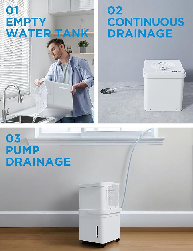 Midea Cube 50 Pint Dehumidifier for Basement and Rooms at Home for up to 4,500 Sq. Ft., Built-in Pump, Drain Hose Included, Smart Control, Works with Alexa (White), ENERGY STAR Most Efficient 2023