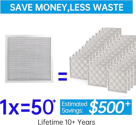 UBeesize 12x12x1 Reusable Electrostatic Air Filter HVAC AC Furnace Filter,MERV 8, Washable, Lasts a Lifetime,Permanent Air Filter,Breathe Fresher,Home And Office(Actual Size:11.69x11.69x0.82 Inch)