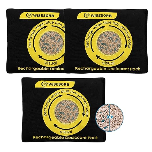 200g Reusable Molecular Sieve Desiccant Packs – Rechargeable Dehumidifier with Color Indicator for Storage, Gun Safes, Electronics, 3D Printing Filaments, Closets, Cars [3 Pack]
