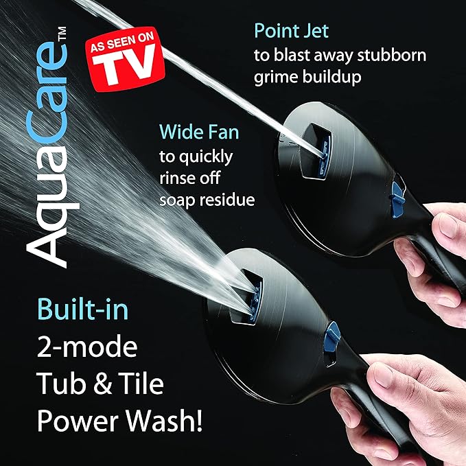 Hotel Spa AquaCare As-Seen-On-TV High Pressure Handheld & Rain 50-mode 3-way Shower Head Combo with Anti-clog Jets, 2-mode Tub & Pet Power Wash, Extra Wall Bracket, 6 ft. Hose, Oil Rubbed Bronze