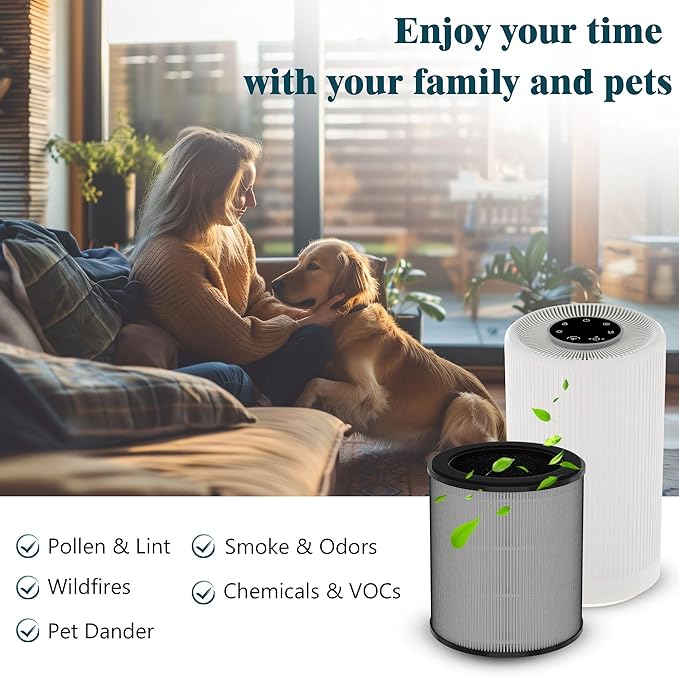 2 Packs KF170 Replacement Filters Compatible with Kenmore 850e Series Air Purifi-er Model PM1005, Part # KF170, 3 Stages Filter of Nylon Pre-Filter, Premium Filter and Activated Carbon Filter