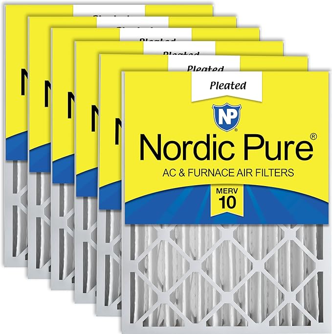 Nordic Pure 20x20x4 (19_1/2 x 19_1/2 x 3_5/8) Pleated MERV 10 Air Filters 6 Pack
