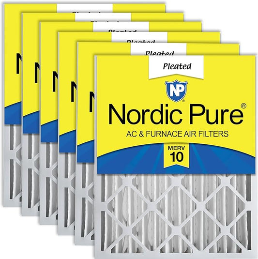 Nordic Pure 20x20x4 (19_1/2 x 19_1/2 x 3_5/8) Pleated MERV 10 Air Filters 6 Pack