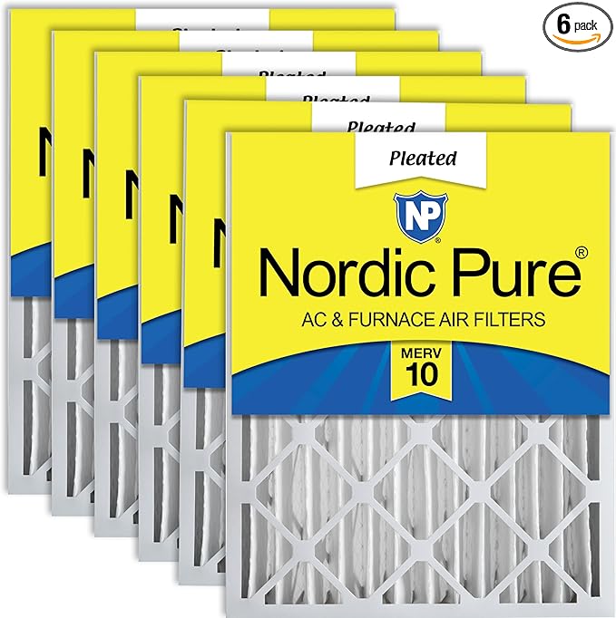Nordic Pure 16x25x4 (15_1/2 x 24_1/2 x 3_5/8) Pleated MERV 10 Air Filters 6 Pack