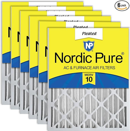 Nordic Pure 16x25x4 (15_1/2 x 24_1/2 x 3_5/8) Pleated MERV 10 Air Filters 6 Pack