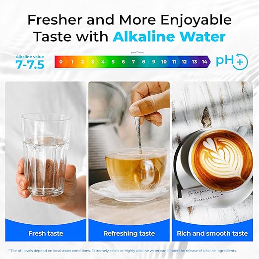Waterdrop TSB-ALK 8 Layer Slightly Alkaline Under Sink Water Filter System, Reduces PFAS, PFOA/PFOS, Fluoride, Chlorine, Bad Taste & Odor, with Dedicated Faucet, Under Sink Water Filtration System