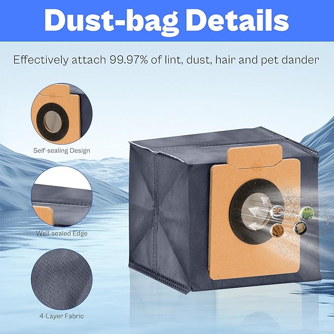 X10 Pro Omni Accessories fit for Eufy X10 Pro Omni Robot Vacuum, include 6 Dust-Bags, 4 Side Brushes, 4 Mop Pads, 2 Main Roller Brushes, 4 Filters, 1 Cleaning Brush LUXRILIX