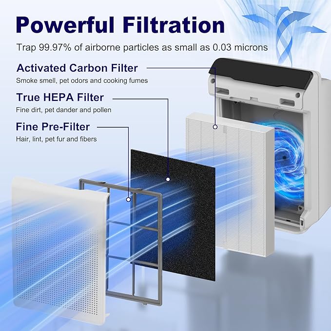 3 Pack 115115 HEPA Replacement Filter A for Winix PlasmaWave Air Purifier C535 5300 5300-2 5500 5500-2 6300 6300-2 P300 AM90 9000 5000 5000B C909 9800, H13 True HEPA Size 21 Filter