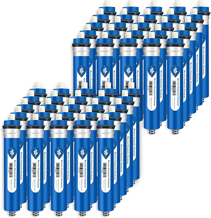 Membrane Solutions 36 GPD Reverse Osmosis Membrane, 11.75 inch x 1.75 inch RO Membrane Replacement for Under Sink Home Drinking RO Water Purifier System (50-Pack)