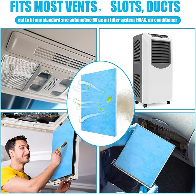 Frienda 12 x 120 Inch MERV 6 Reusable Air Vent Filter Cut to Size Electrostatic Floor Vent Filter Washable Replacement Compatible with Most Air Conditioning Furnace HVAC