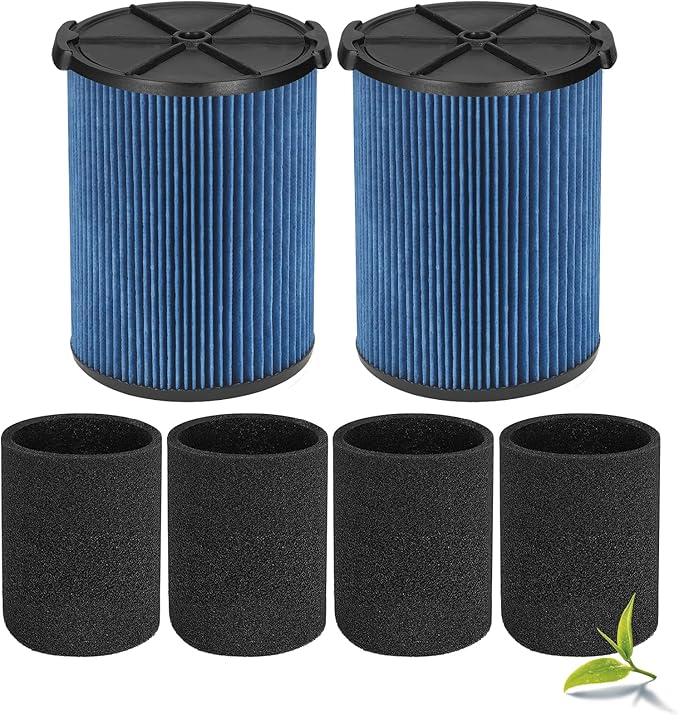 Universal Filters Replaces CMXZVBE38776/ CMXZVBE38751 Craftsman Fine Dust Filter, Replaces # 9-38751, Fits 5-20 Gallon Shop Vacuums1988+, with Foam Sleeve -2 Pack